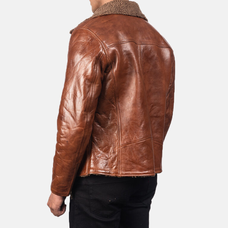 Mens Alberto Shearling Brown Leather Biker Jacket4574-8-1557051836192